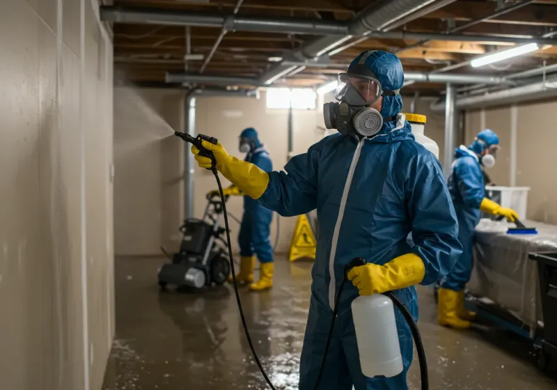 Basement Sanitization and Antimicrobial Treatment process in Newtown Grant, PA