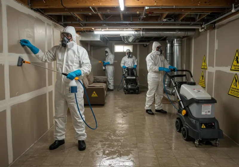 Basement Moisture Removal and Structural Drying process in Newtown Grant, PA